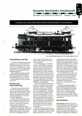 Baureihe: pr. ES 9 bis ES 19, DRG E 01 - Datenblatt