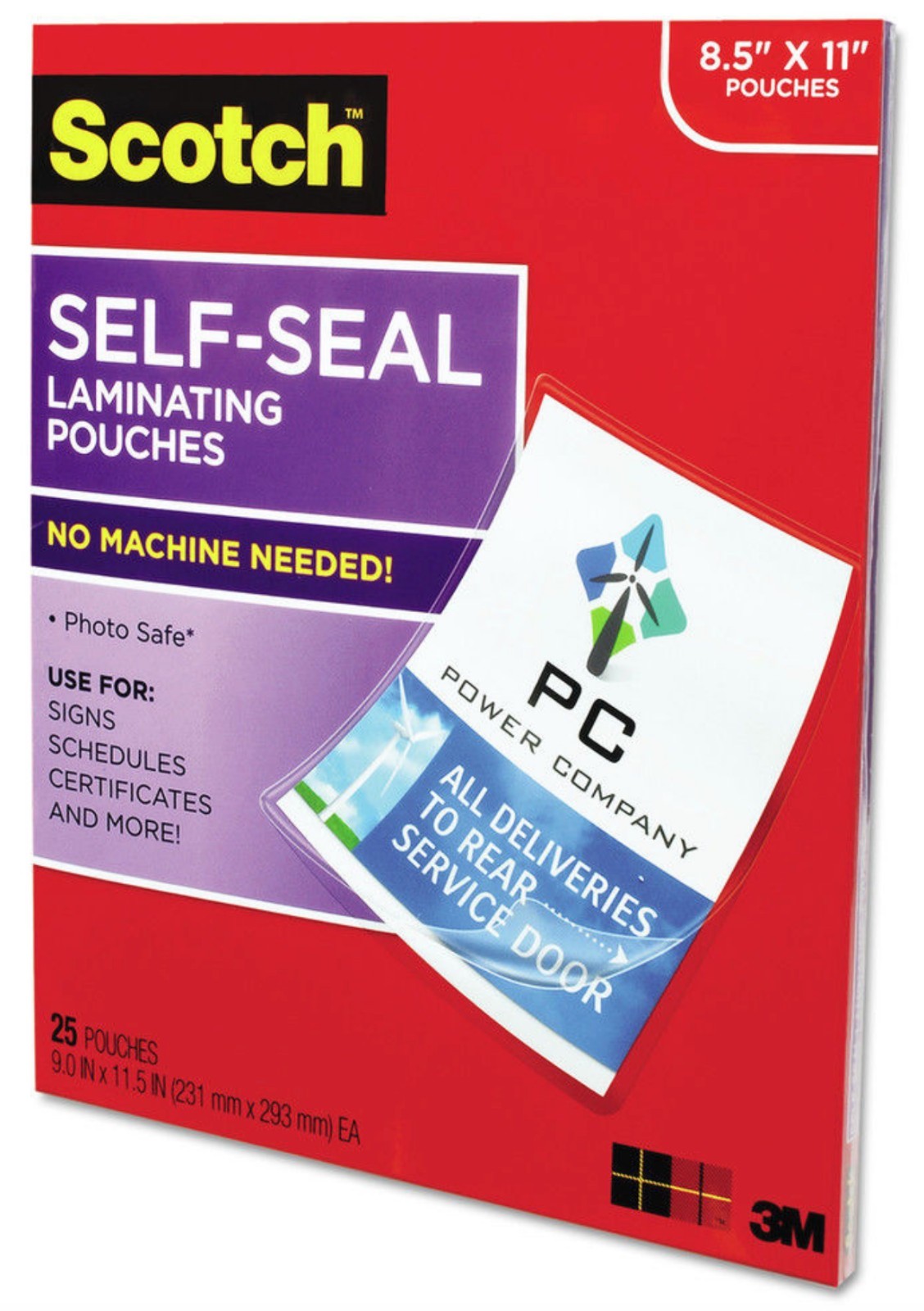 3M Self-Sealing Laminating Pouches 9.5 ml 9X11.5 25 pack 8.5