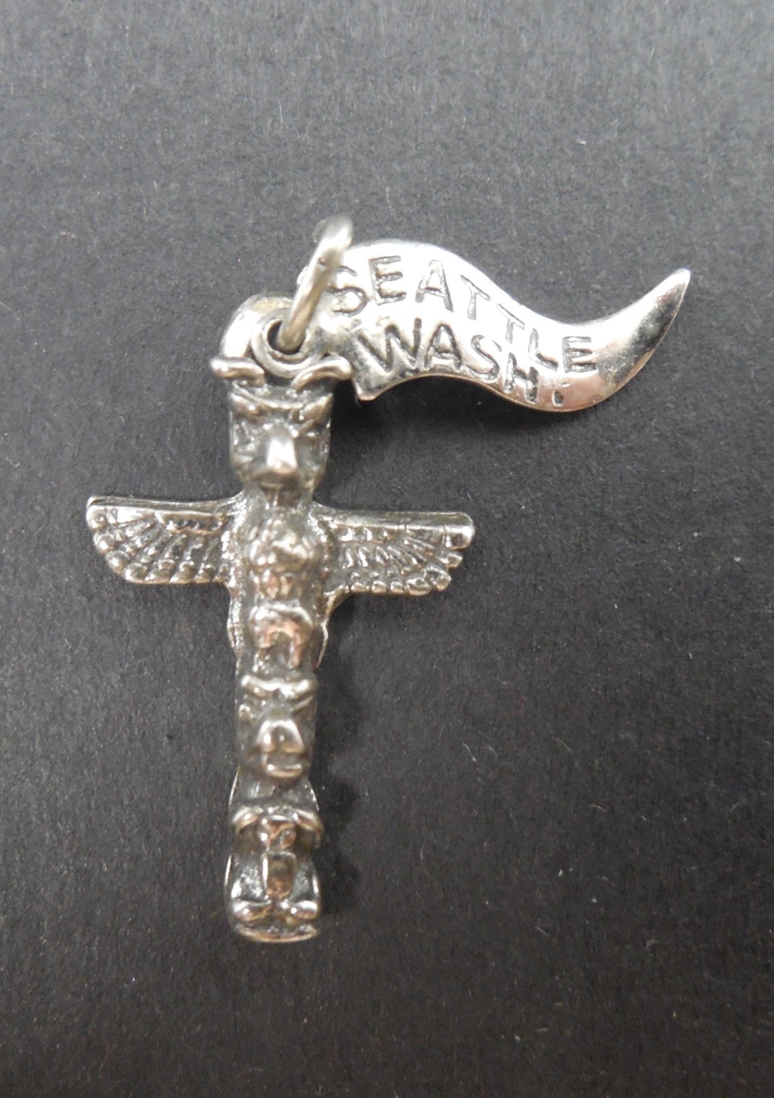 Vintage - Seattle Washington - Totem Pole - 3D Sterling Silver Charm - #1442L