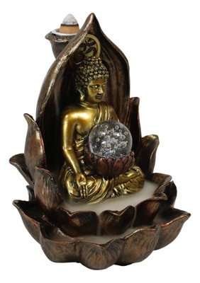Ebros Meditating Buddha Gautama Amitabha in Varada Mudra in Ohm Lotus Padma T...