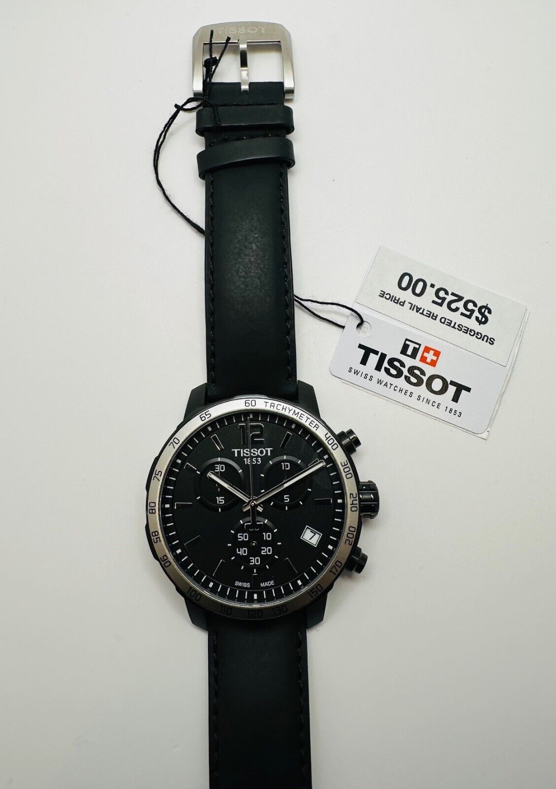 Pre-owned Tissot Quickster Chronograph All Black Pvd 41mm Men's Watch T0954173605702