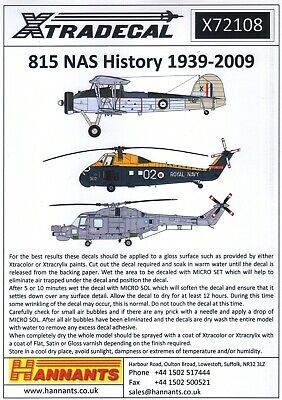 1:72 Xtradecal X72108 Fleet Air Arm / FAA 815 RNAS 1942-2009 11 Markings