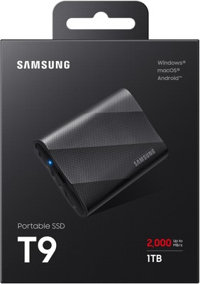 Samsung - T9 Portable SSD 1TB, Up to 2,000MB/s , USB 3.2 Gen2 - Black