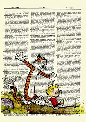 Calvin and Hobbes Dictionary Art Print Book Page Picture Poster Comic Book Decor