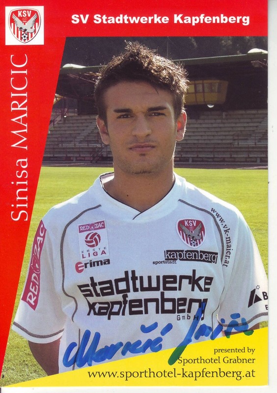 Football Carte Joueur Sinisa Maricic Ã©Quipe Sv Stadtwerke Kapfenberg SignÃ©E