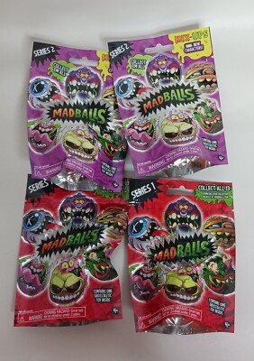 Lot of 4 MadBalls Blind Bags Mystery Minis Series 1 & 2 Mad Balls NEW