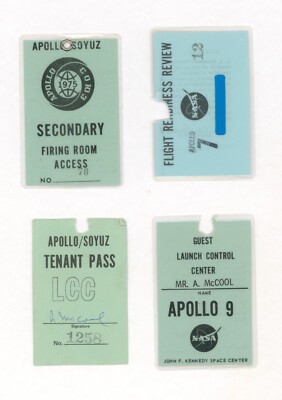 Vintage NASA APOLLO era employee Alex McCool (4) access badges