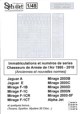 Syhart Decals 1/48 FRENCH AIR FORCE WHITE REGISTRATIONS SERIALS 1995-2010