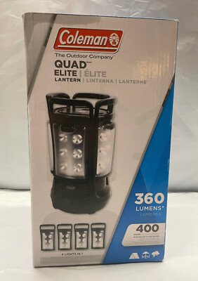 Coleman Quad Elite LED Lantern 360 Lumens/400 hours, 4 LIghts in 1, New