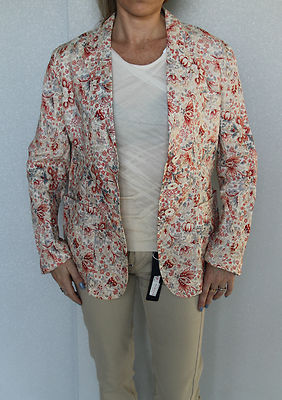Pre-owned High Use Nice Jacket Floral In Ramie  Ex Girbaud T 38 Fr 42i 36d Val In White