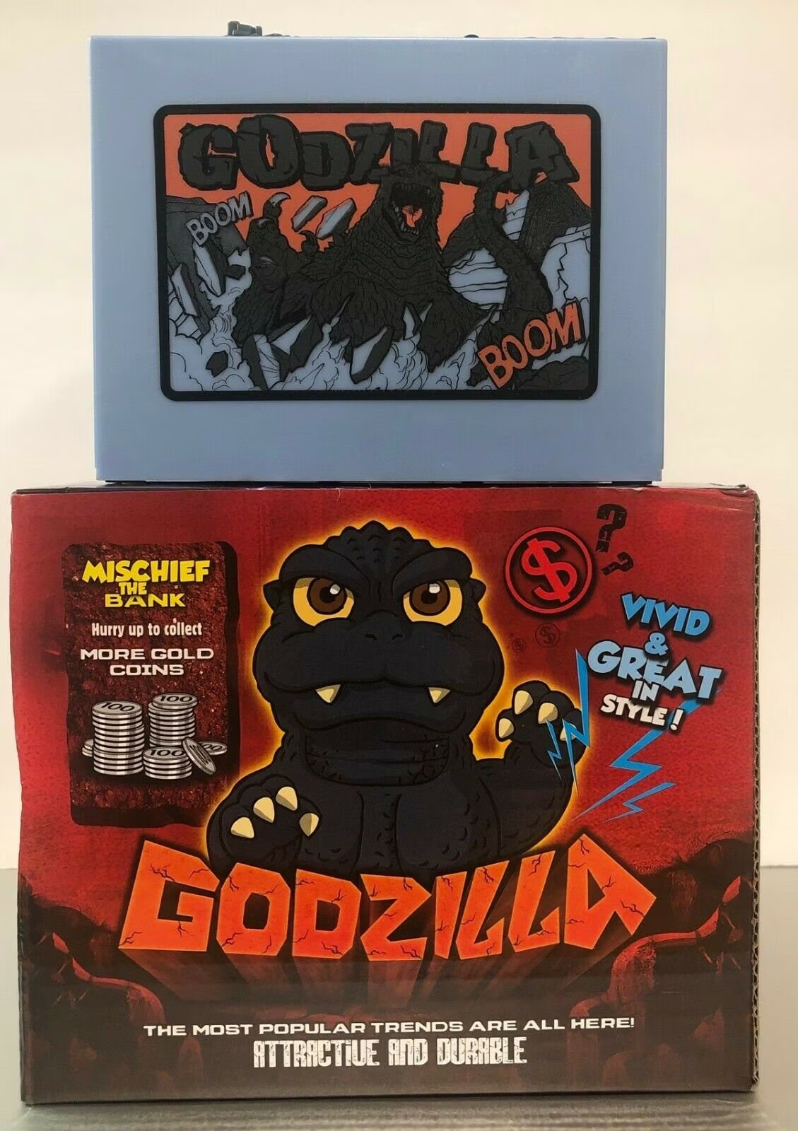 Godzilla Mischief Bank Coin Box LED Sound Gimmick Moving Figure New In Box