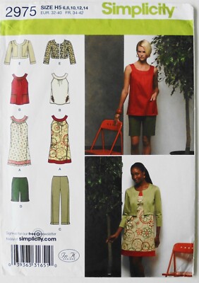 Simplicity 2975 Misses Capris Shorts Dress Tunic Jacket Sewing Pattern Sz 6-14