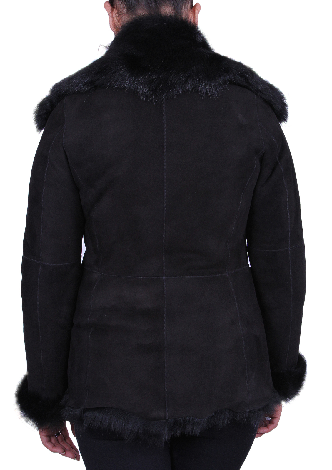 BRANDSLOCK BRANDSLOCK DAMEN LEDER JACKEN ORIGINAL TOSKANA SCHAFSFELL MANTEL VINTAGE SCHWARZ