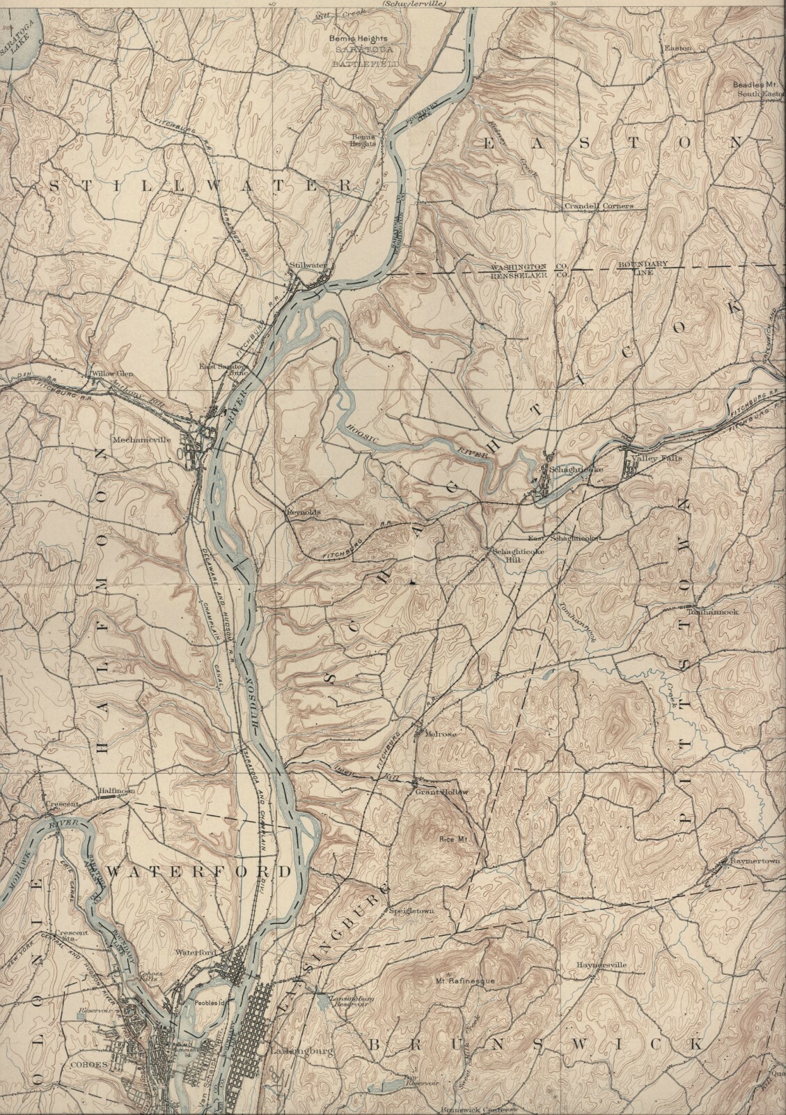 VINTAGE TOPOGRAPHICAL MAP - NEW YORK - COHOES SHEET - US GEOLOGICAL SURVEY 1898