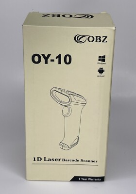 USB 1D Laser Barcode Scanner OBZ OY-10 Mini Wired USB Scanner Tested