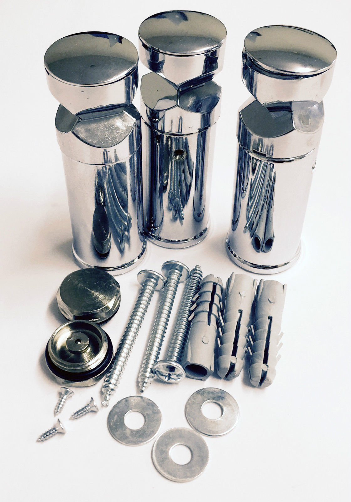 Chrome brackets for towel RAIL radiator Flat Or Curved Wall Fixing FAST