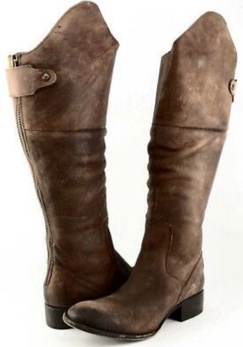Pre-owned Freebird By Steven Stable Leather Distressed Tall Boots Size 10 $350 Tan In Brown