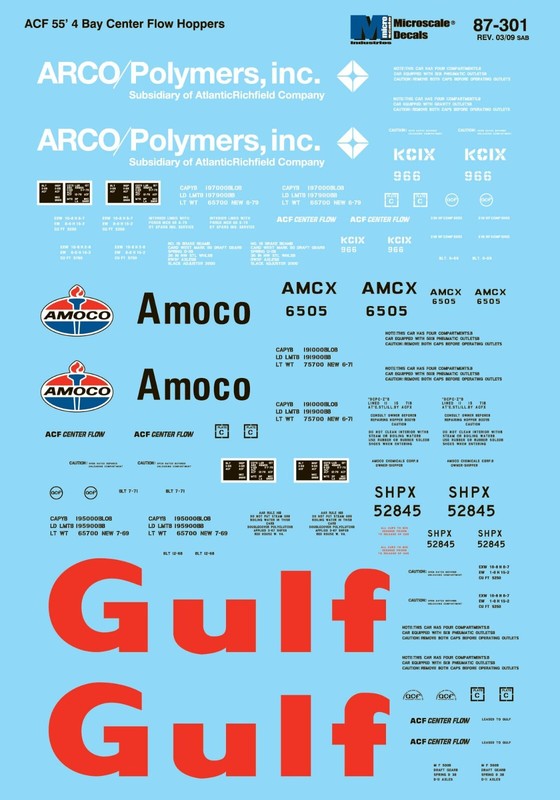 Microscale 87301 Decal H0 - Assort. Centerflow Hopper Gulf, Arco, Amoco (87-301)