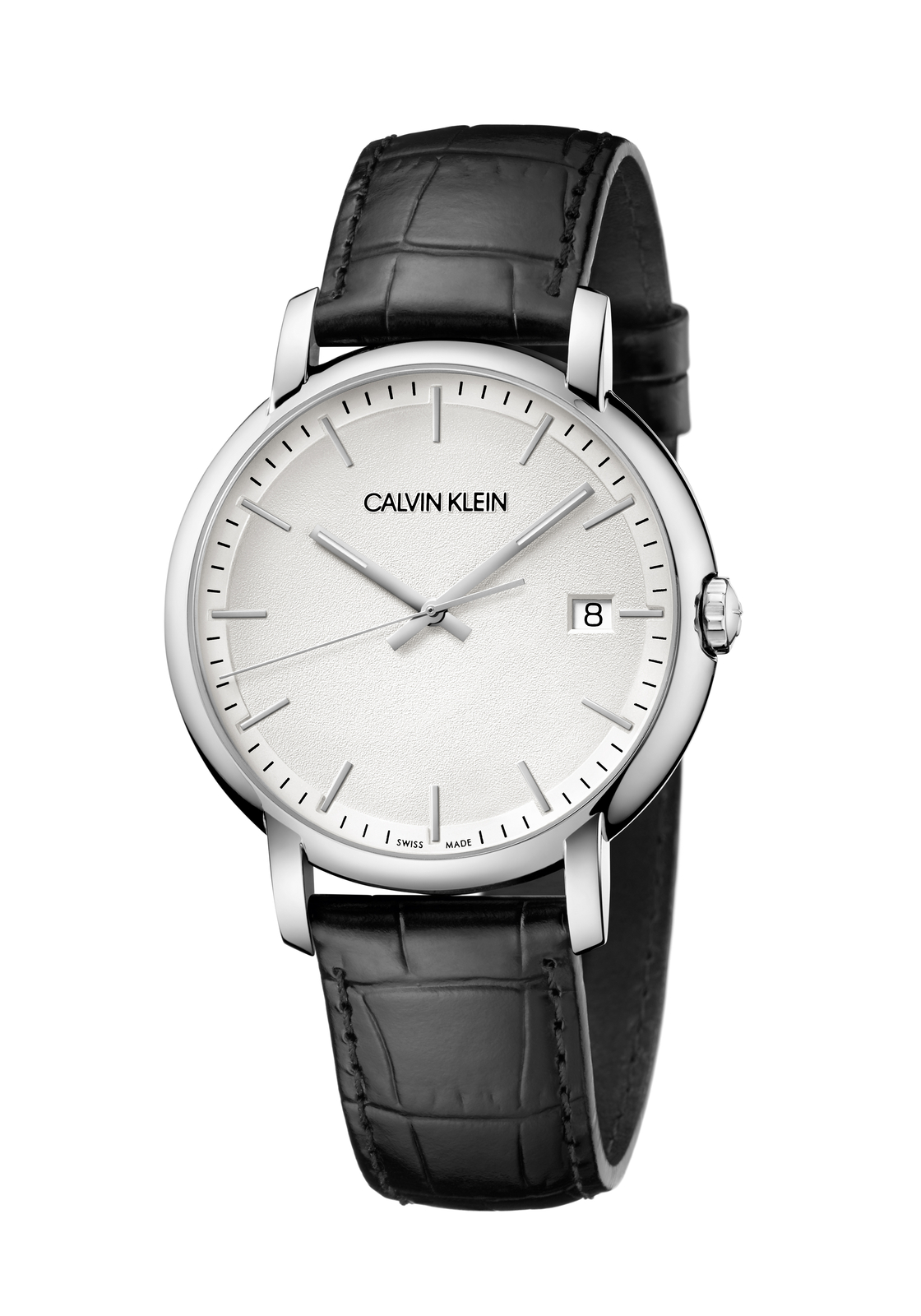 Calvin Klein Men's K9H211C6 Established Silver Dial 43mm Leather Watch