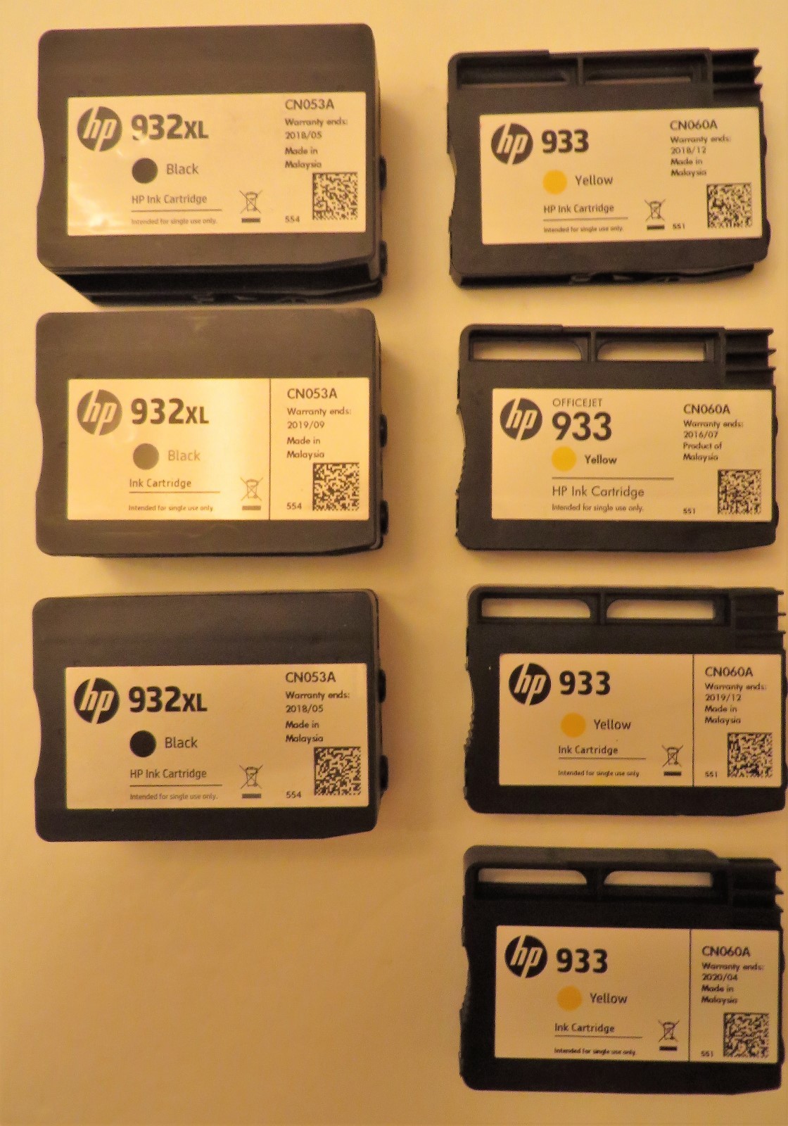 Lot of 13 empty HP ink cartridges Black 932XL Magenta Yellow Cyan 933