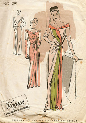 アート・デザイン・音楽 VOGUE TWENTIETH CENTURY FASHION 1940s Vintage VOGUE Sewing Pattern B32 EVENING DRESS (E1225