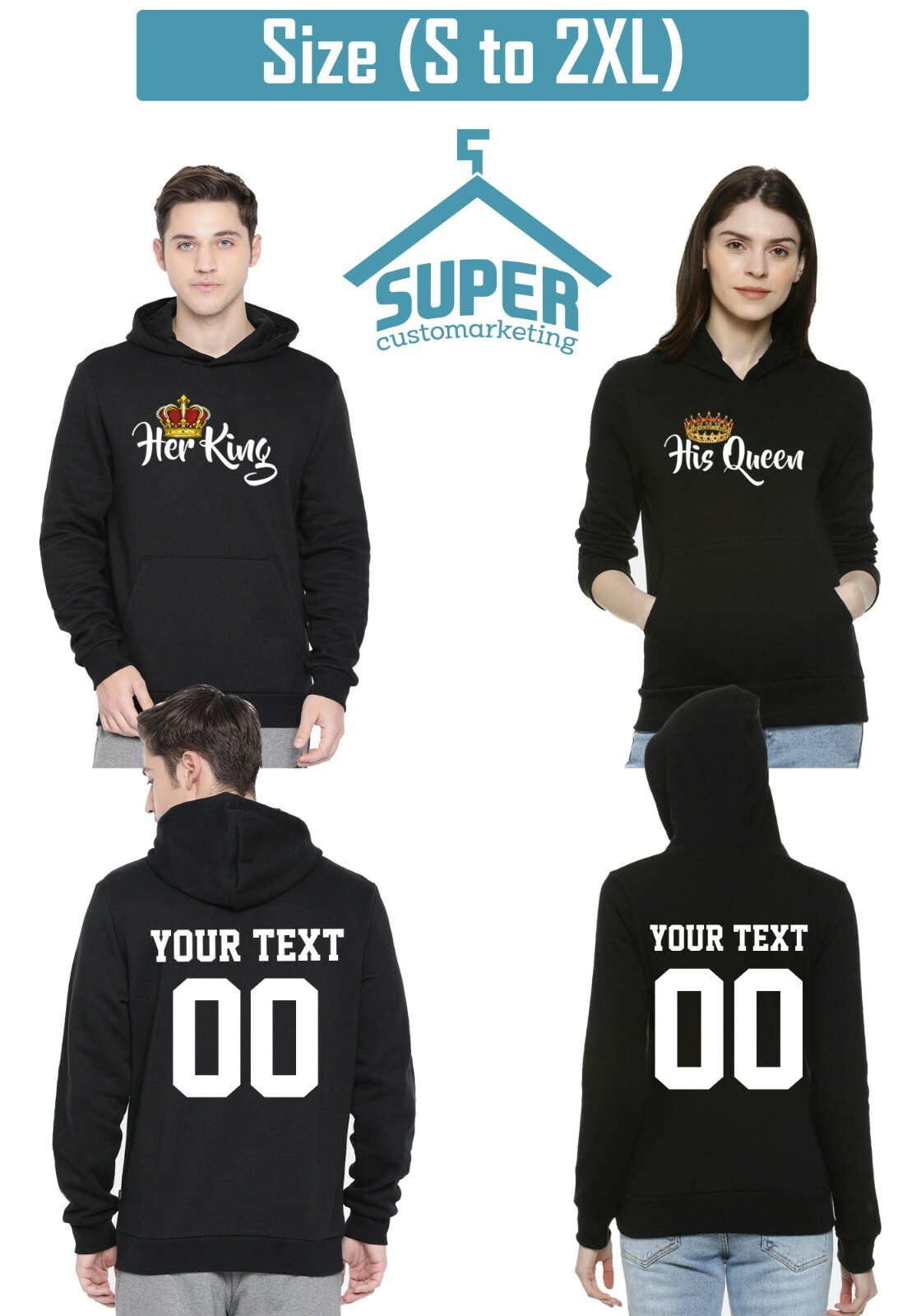 King and his queen hoodies hot sale