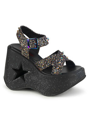 Pleaser Demonia DYNAMITE-02 5 Inch Star Cutout Platform Wedge Ankle Strap Sandal