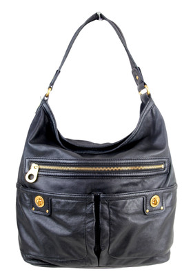 ROOMY Marc by Marc Jacobs BLACK GENUINE LEATHER HOBO SHOULDER BAG PURSE HANDBAG
