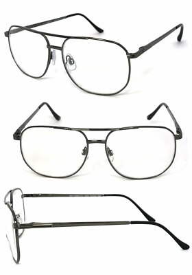 1 or 2 Pairs Metal Frame Large Pilot Full Lens Reading Glasses Spring Temple