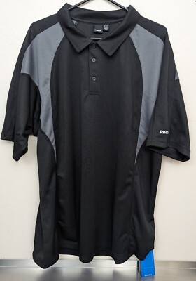 Reebok Play Dry Black and Gray Golf Polo Shirt Men's Size XL C3057