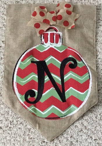 Burlap Christmas N Monogram Outdoor Garden Flag