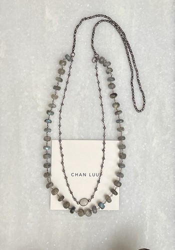 $225 Chan Luu Gunmetal Labradorite/Moonstone Mix 2-layer Nec