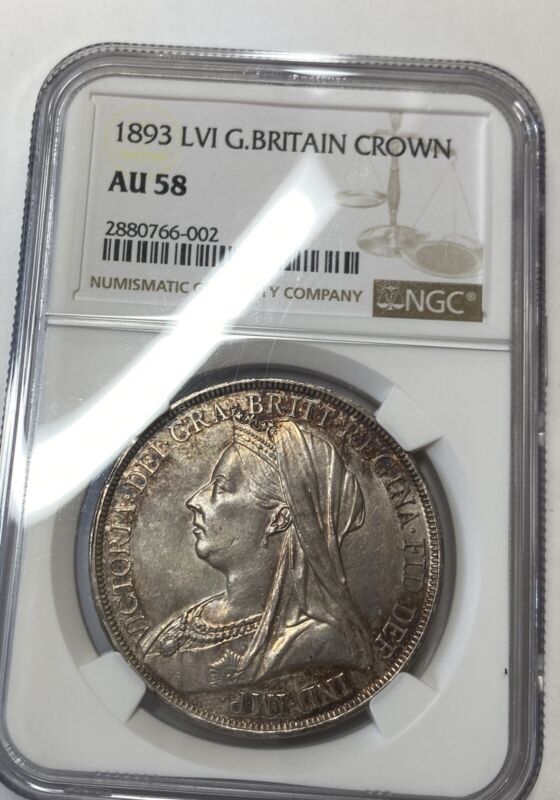 1893 Great Britain LVI Silver Crown NGC AU58