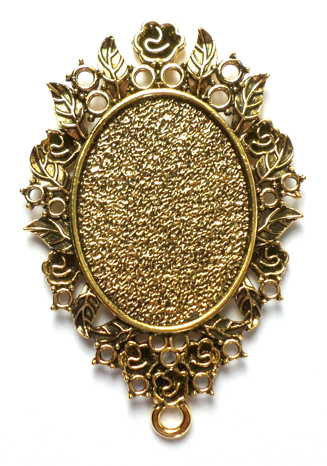 4 of 40x30mm Antique Gold Fancy Art Nouveau Roses Pattern Pendant Settings Nice