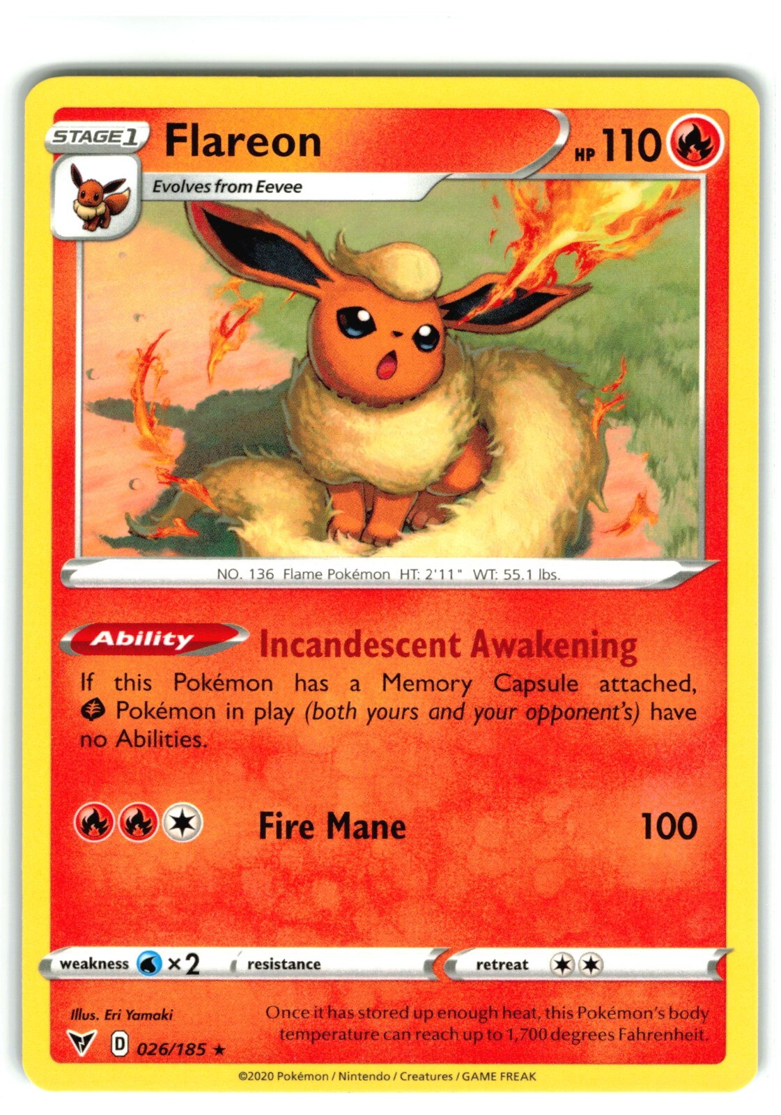 Pokemon - Flareon - 026/185 - Non Holo Rare - Vivid Voltage