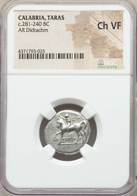 Calabria Tarentum Taras 281-240 BC AR didrachm NGC Ch. VF