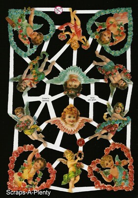 German Embossed Vintage Style Scrap Die Cut - Christmas Easter Angels  EF7216