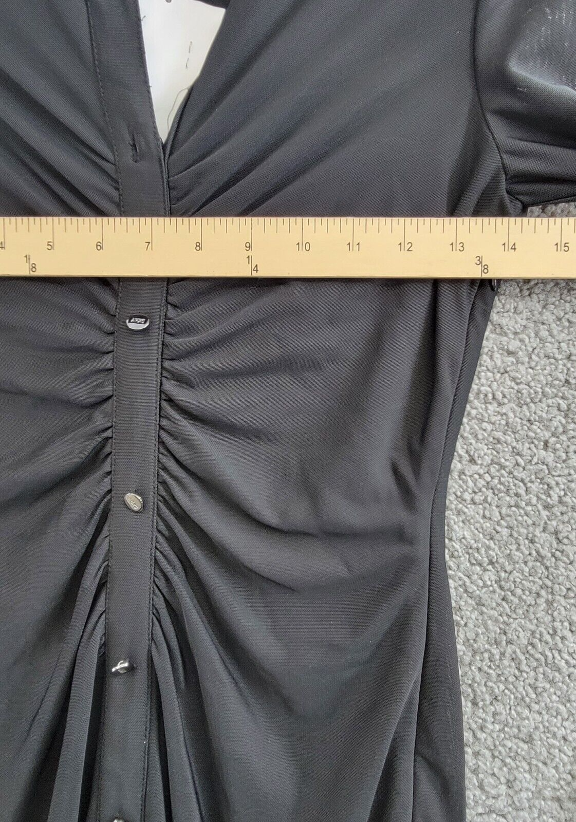 DKNY Collared Mesh-Sleeve Button-Up Shirtdress Women's 2 Black Button/Zip L/S - Picture 6 of 17