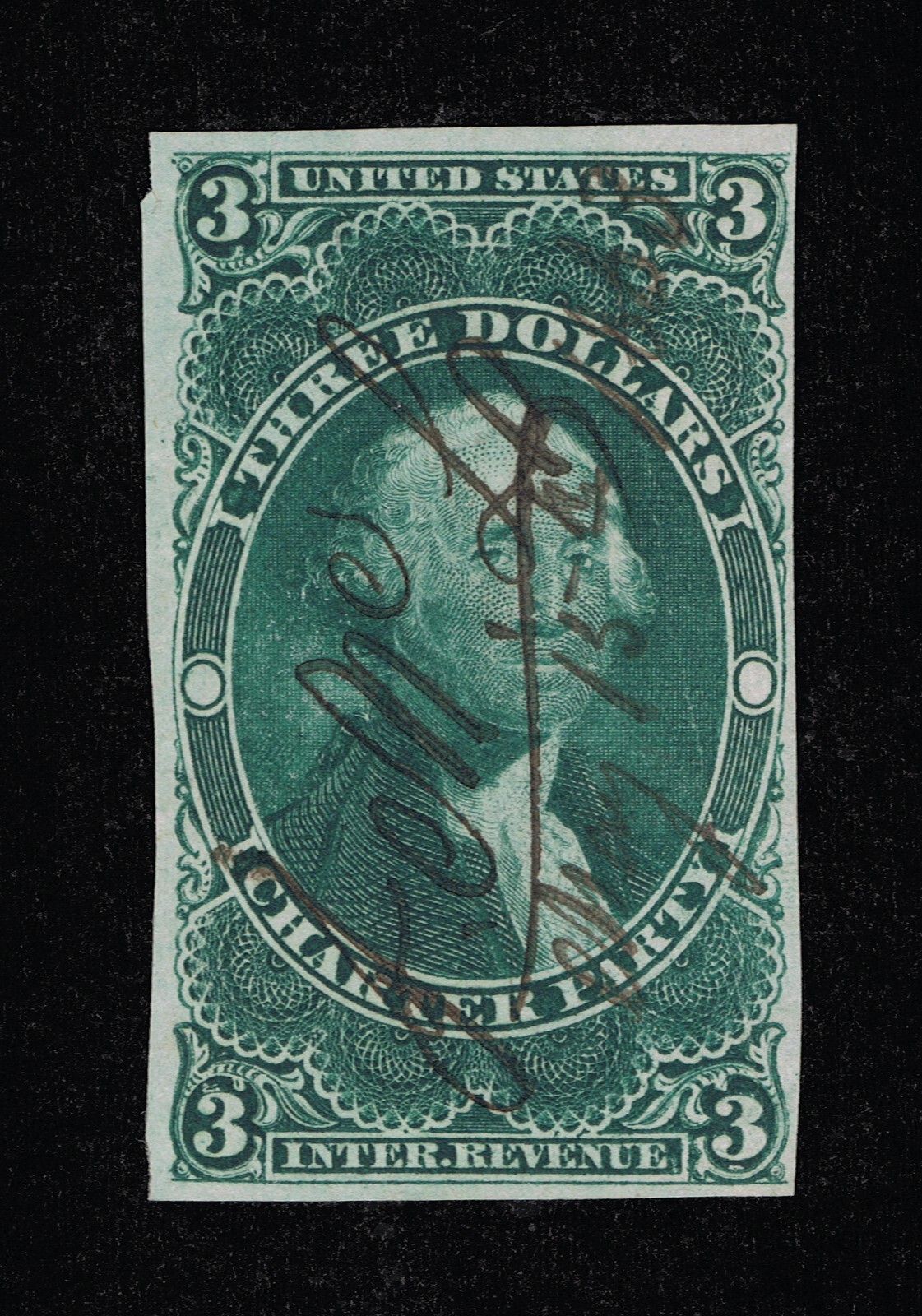 EXCEPTIONAL GENUINE SCOTT R85a F-VF 1862-71 GREEN 1ST ISSUE