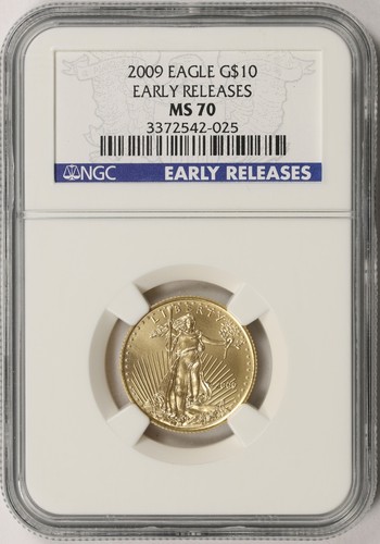 ＮＧＣスラブCOIN ４枚 2009 $10 American Gold Eagle 1/4 oz NGC MS70 Early Releases