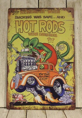 Rat Fink Tin Metal Sign Poster Vintage Look Hot Rod Racing Man Cave Garage 