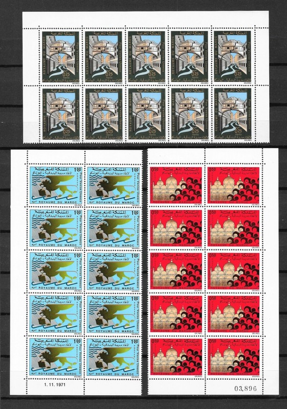 Timbre Maroc Morocco NÂ° 631** Ã  633**  X 10 - Venise - Italie - Unesco - Mnh