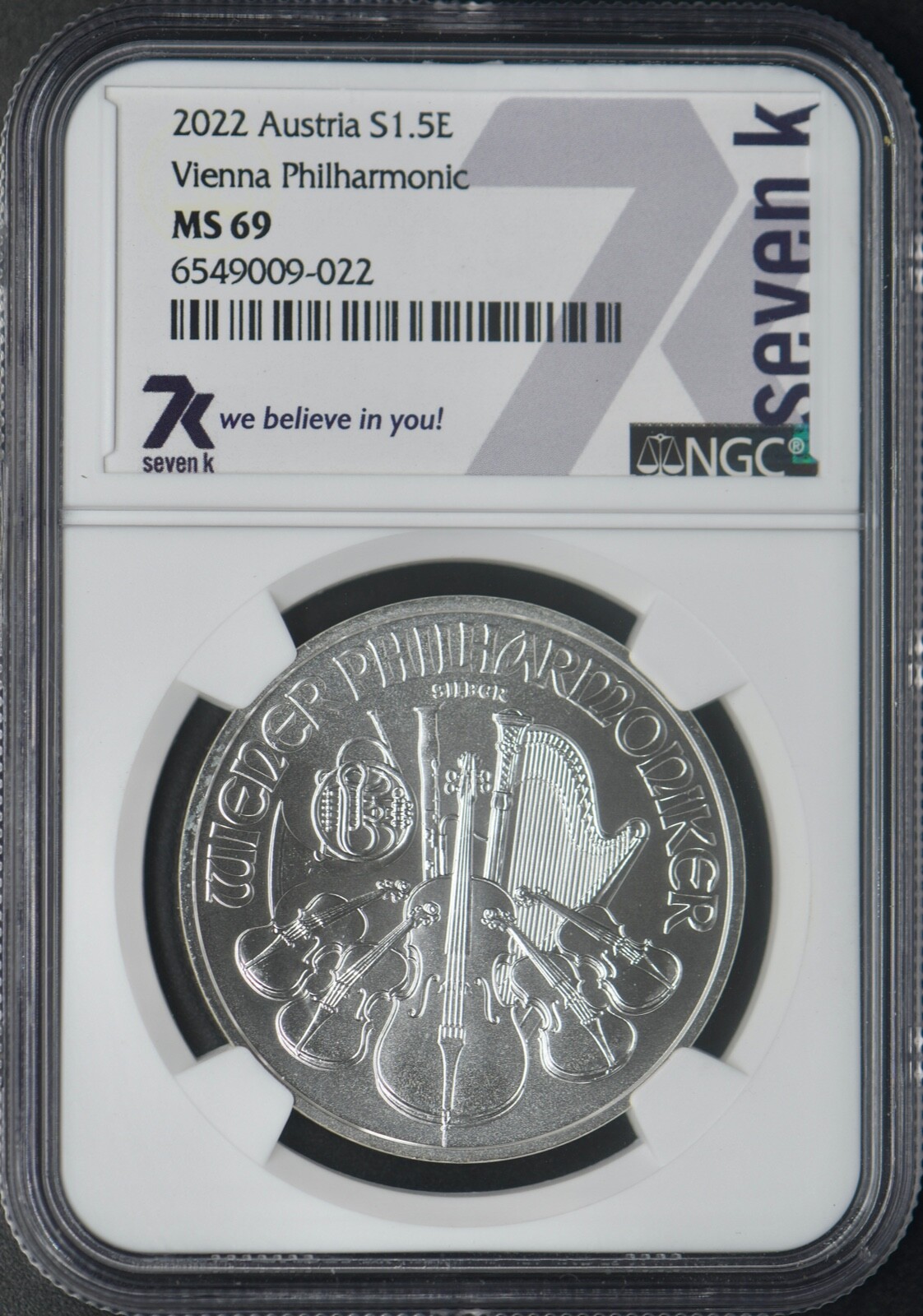 2022 Austria Silver Philharmonic - 7K NGC MS69