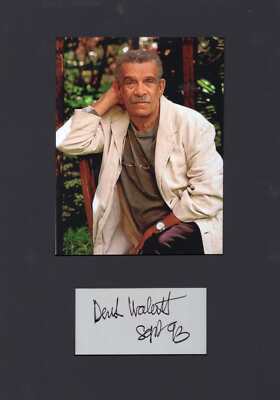 Derek Walcott autograph Nobel Prize in Literature, signed photograph mounted