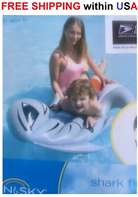 Pool Float Shark Shape Water Toy (44.1'' x39.7'' 112cmx101cm) by Sun & Sky NIB