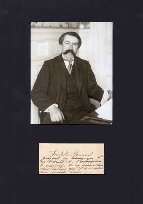 1926 NOBEL PEACE PRIZE French Statesman Aristide Briand autograph note mounted