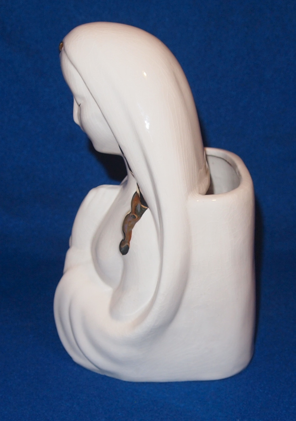 Vintage Madonna Head Vase Gold Painted