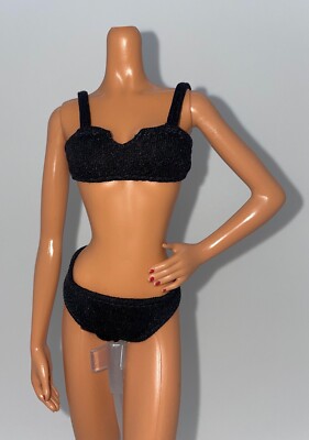 @BarbieStyle #6 Luxury Resort Made to Move Doll Outfit Black Bikini Swimsuit