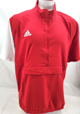 NEW Adidas Red Stadium 1/4 Zip Warm-up SS Pullover Windbreaker Jacket Men's S