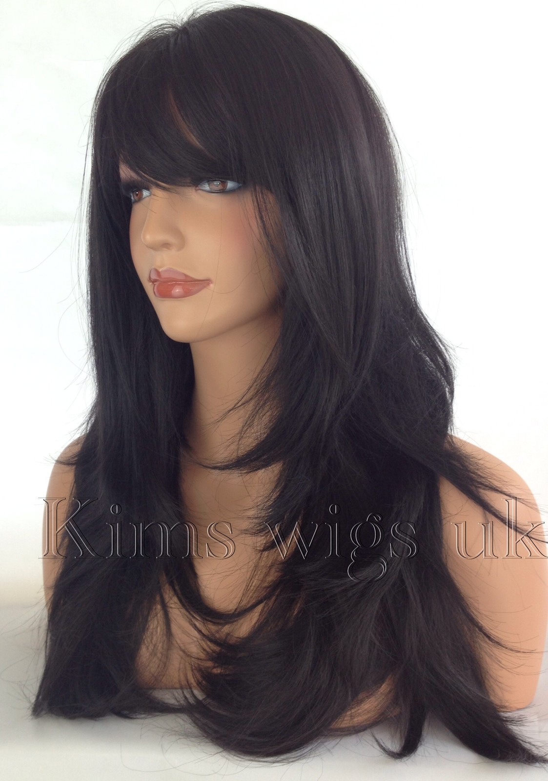 FULL LONG WOMENS LADIES FASHION HAIR WIG BLACK/DARK BROWN 